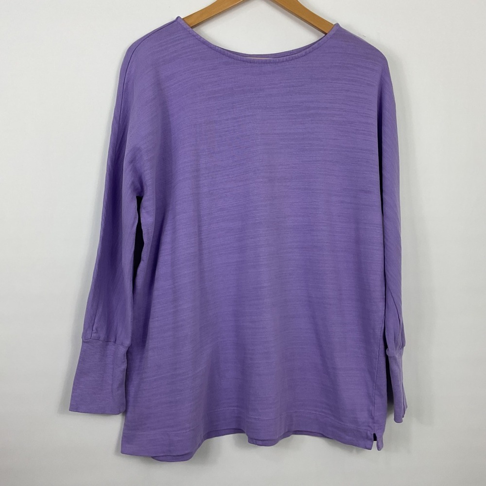 Loft Womens Medium Purple Long Sleeve Top Relaxed Fit Tunic Knitwear